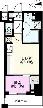 クレストコート北千住レジデンス(1LDK/3階)の間取り写真