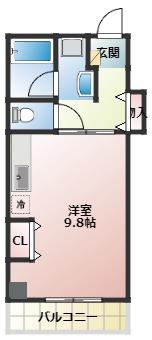 ベルータカギ(ワンルーム/3階)の間取り写真