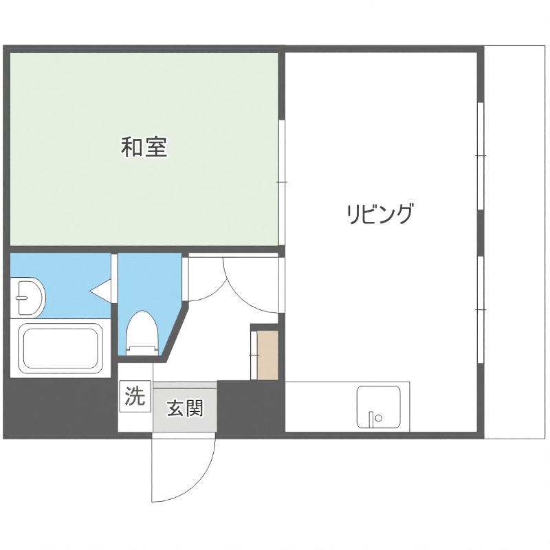 中の島三和ハイツ(1LDK/5階)の間取り写真