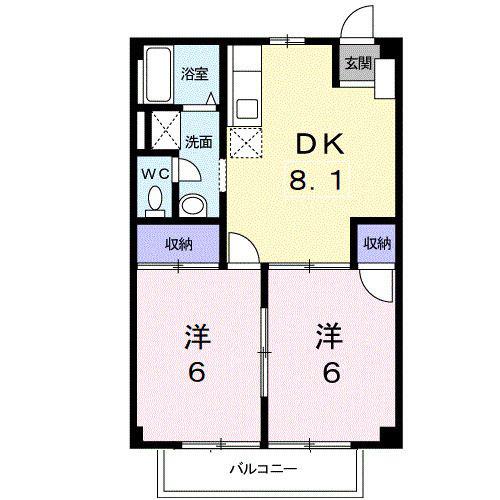 エトランゼ(2DK/2階)の間取り写真