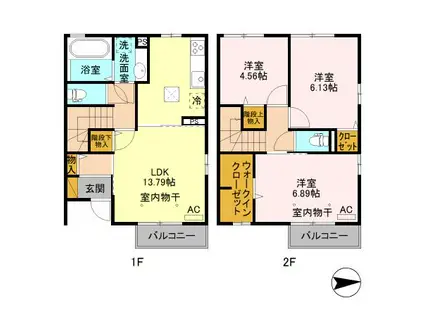 フォンテーヌB(3LDK/1階)の間取り写真