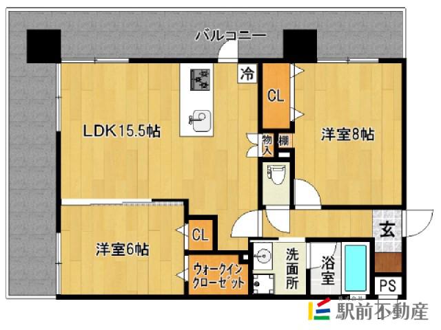 エトランゼ東櫛原15(2LDK/2階)の間取り写真
