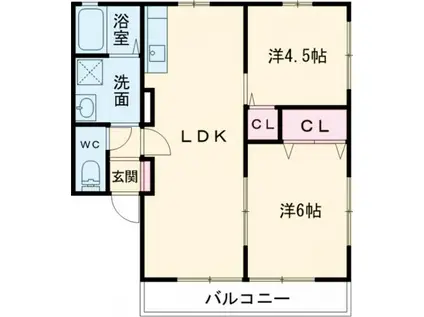 エスハイム(2LDK/1階)の間取り写真