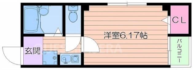 ルゼロII(1K/2階)の間取り写真