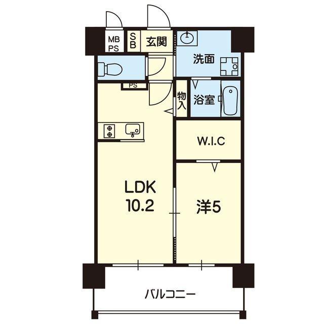 パルテール隈府(1LDK/5階)の間取り写真