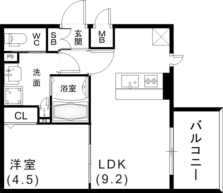 プレサンス THE神戸(1LDK/11階)の間取り写真