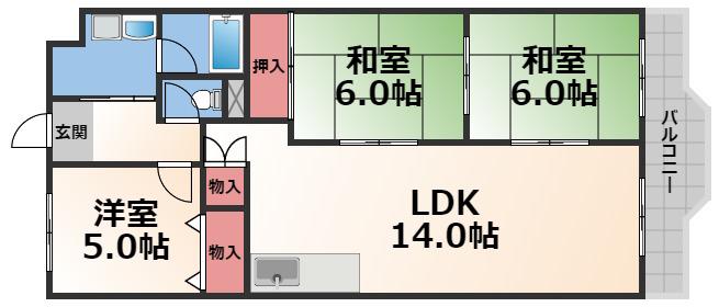 メゾン大邦(3LDK/12階)の間取り写真