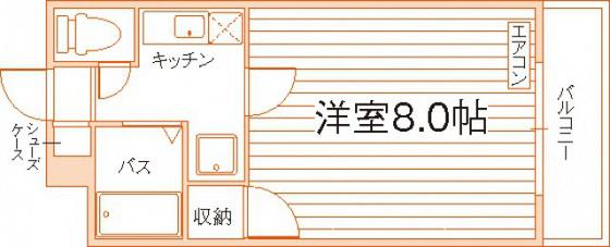 ネクスト津高B(1K/2階)の間取り写真