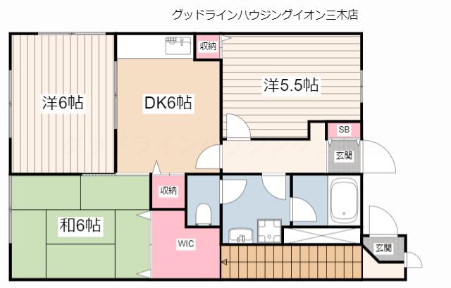 プラチナコート小野(3DK/2階)の間取り写真