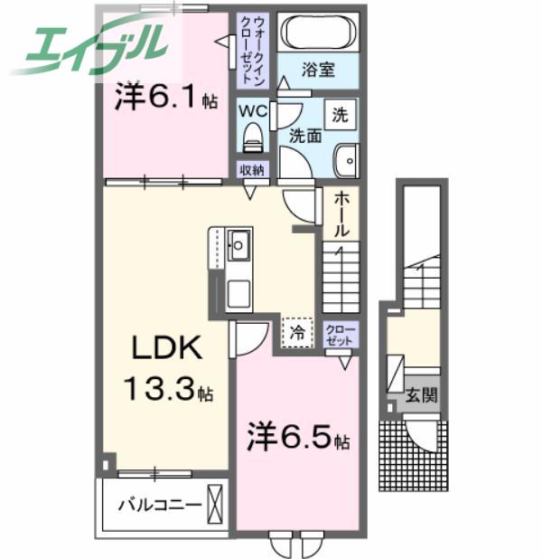 ＪＲ宇野線 備前西市駅 徒歩47分 2階建 新築(2LDK/2階)の間取り写真