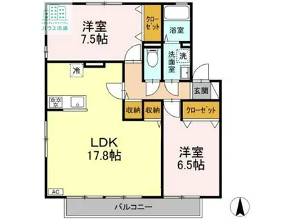 ロイヤルガーデン仲沖I(2LDK/1階)の間取り写真