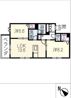 エステラス(2LDK/2階)の間取り写真