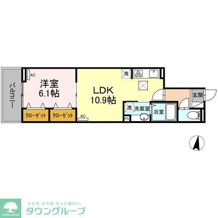 アンジュール大谷口(1LDK/3階)の間取り写真