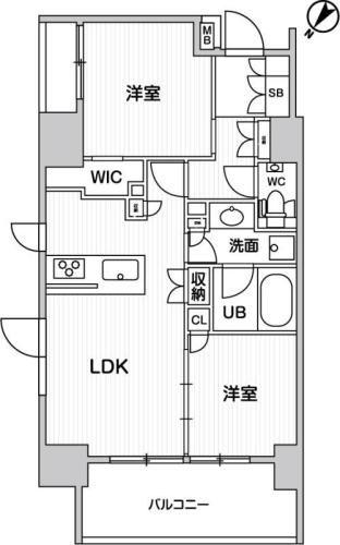 ディームス大井町(2LDK/10階)の間取り写真