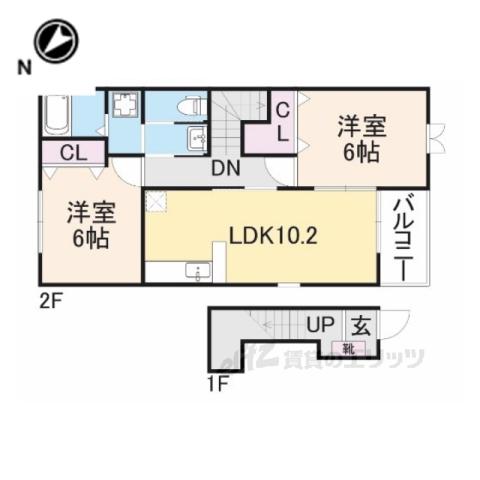 ベェル ヴェル(2LDK/2階)の間取り写真