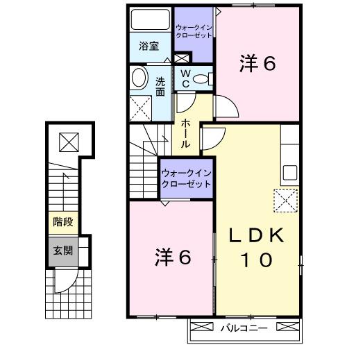 スワンKITAMURAA(2LDK/2階)の間取り写真