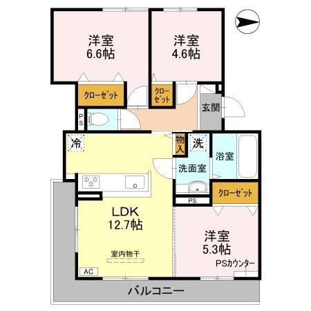 サウス・レジデンス菱川(3LDK/2階)の間取り写真