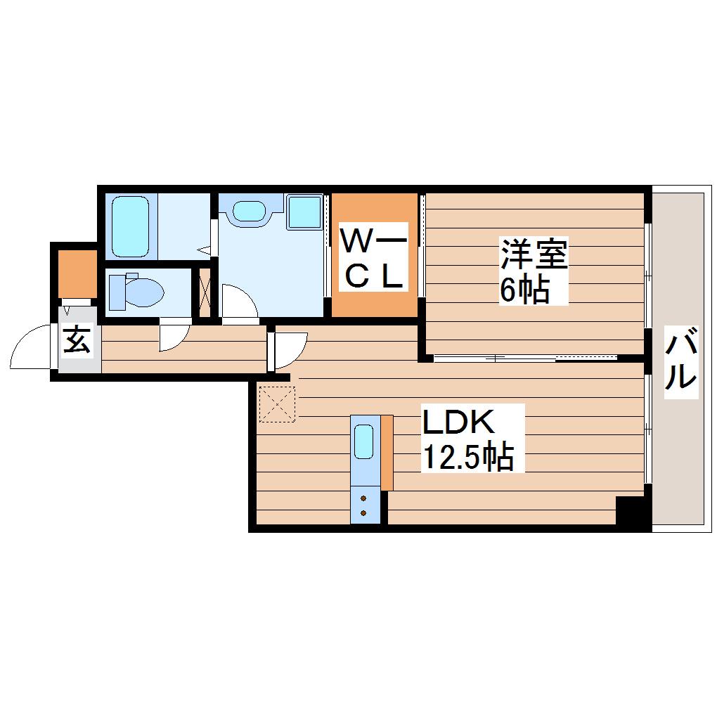FARWISTERIA(1LDK/2階)の間取り写真