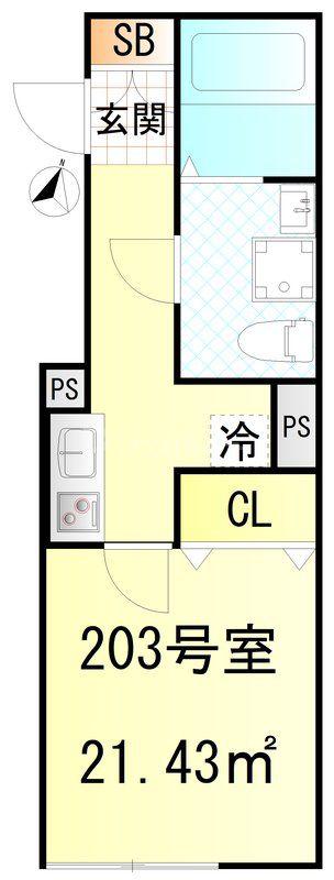 CFジオーレ北綾瀬テラス(1K/2階)の間取り写真
