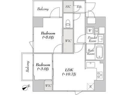 ルミーク三軒茶屋(2LDK/7階)の間取り写真