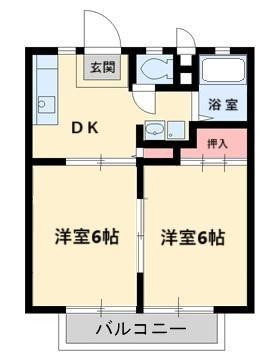 ラックハイツ(2DK/1階)の間取り写真