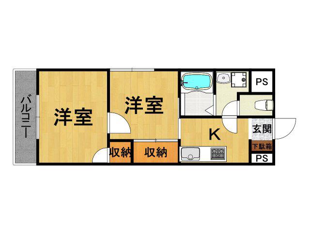プレアール宝塚泉町(2K/3階)の間取り写真