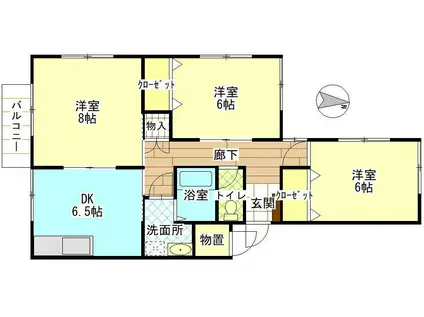 ヴィラ上安(3DK/2階)の間取り写真