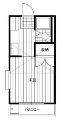 ベイヒルズ大基(1K/2階)の間取り写真
