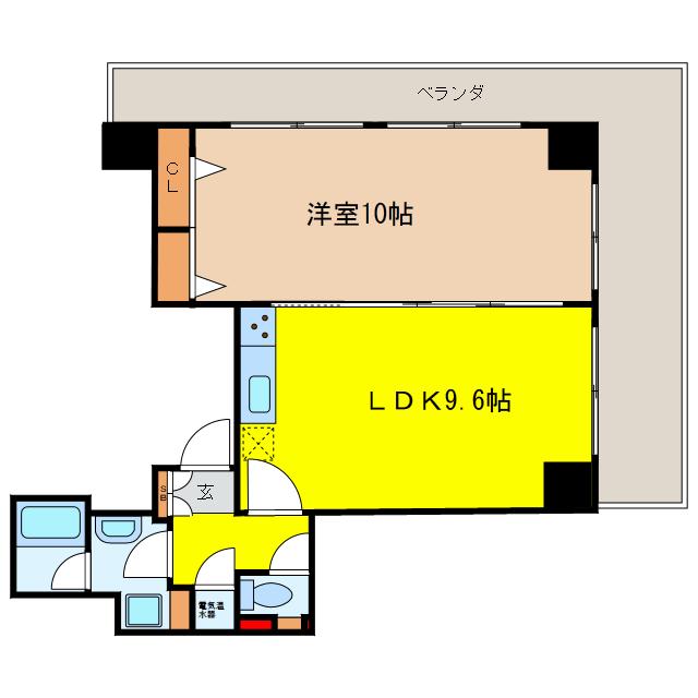 樹樹ガーデン(1LDK/18階)の間取り写真