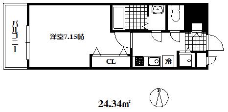 ラグゼ東灘(1K/6階)の間取り写真