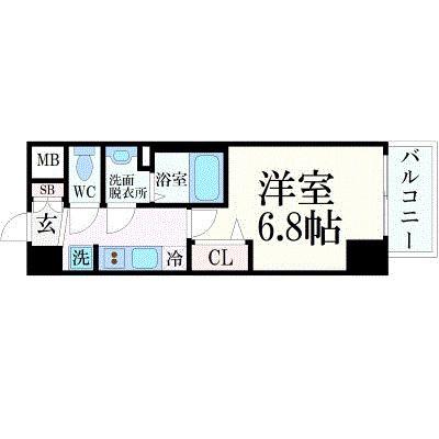 プレサンスOSAKADOMECITYクロスティ(1K/12階)の間取り写真