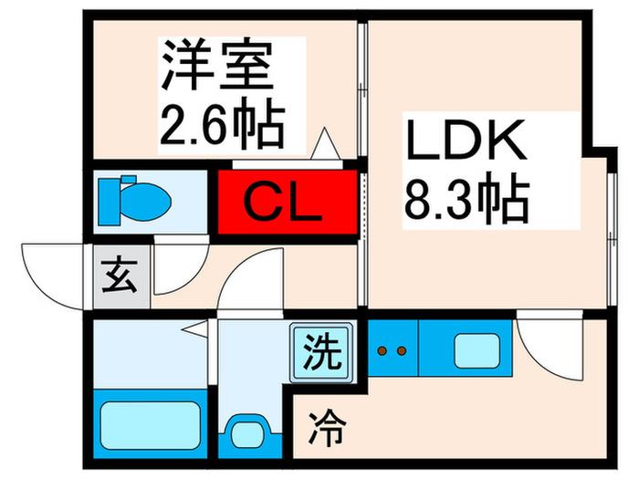 KA RESIDENCE西日暮里(1LDK/1階)の間取り写真