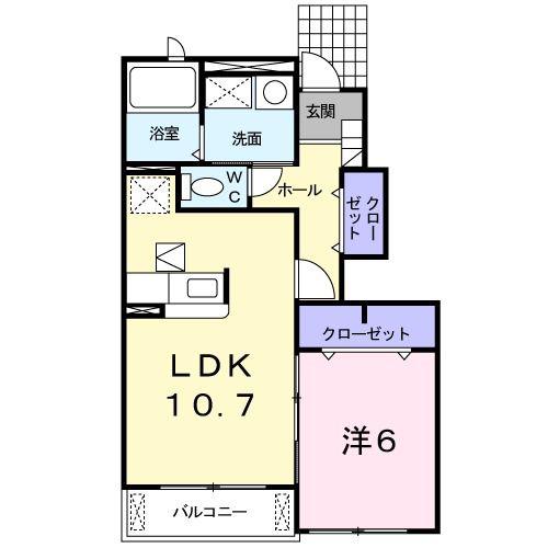 ヌーベルバーグII A(1LDK/1階)の間取り写真