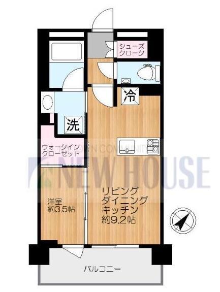 クリオラベルヴィ市ヶ谷(1LDK/4階)の間取り写真