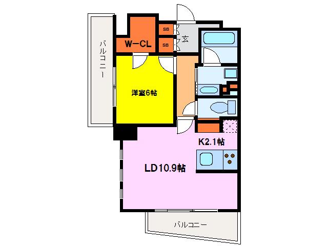 パークアクシス梅田(1LDK/8階)の間取り写真