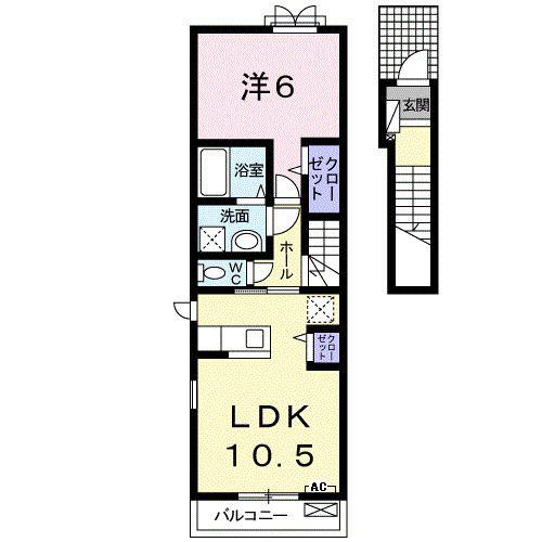 ベルフィオーレA(1LDK/2階)の間取り写真
