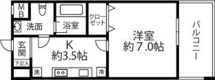 ロイヤルオーク(1K/8階)の間取り写真