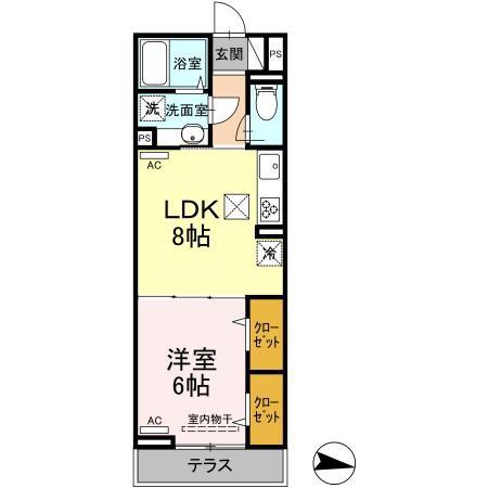 エクセリア上鷺宮I(1LDK/1階)の間取り写真