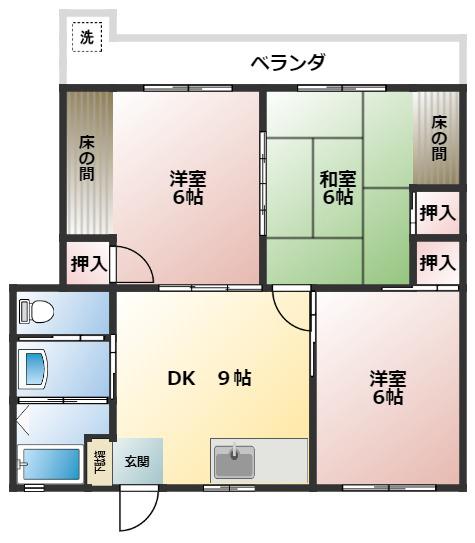 LANA上原ヒルズ(3DK/4階)の間取り写真