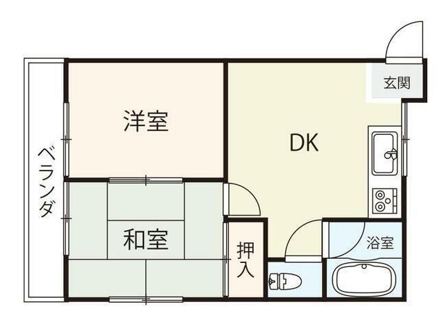 ポルテ東吉津(2DK/3階)の間取り写真