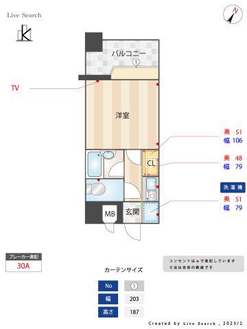 ピュアドーム高宮アーネスト(1K/7階)の間取り写真