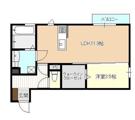 ナチュール北飯岡(1LDK/2階)の間取り写真