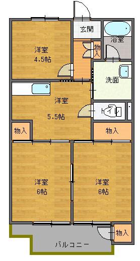 茂木マンション(3DK/3階)の間取り写真