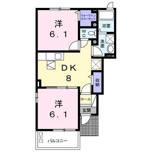 アヴニール ベルⅠ(2DK/1階)の間取り写真
