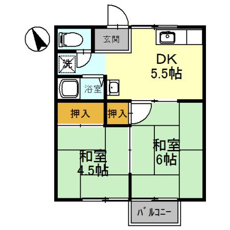 サンシャインエイト(2K/2階)の間取り写真