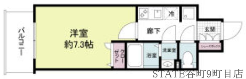 アプリーレ松屋町(1K/9階)の間取り写真