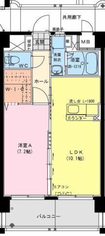 テラス・グレー(1LDK/2階)の間取り写真