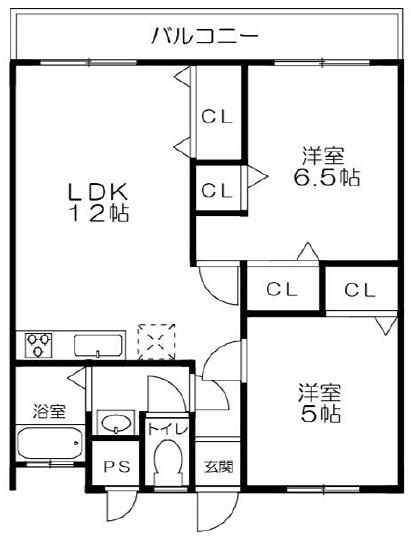 サリーコート元浜(2LDK/3階)の間取り写真