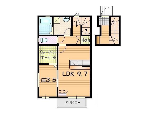 FOREST B(1LDK/2階)の間取り写真