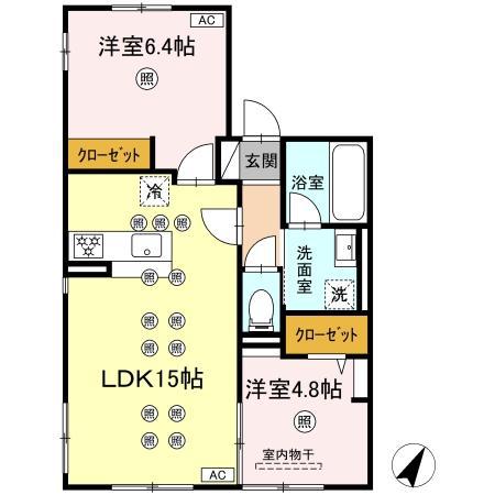ＪＲ豊肥本線 東海学園前駅 徒歩31分 2階建 築38年(2LDK/2階)の間取り写真